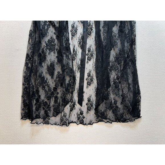 Smart & Sexy Sheer Robe Lingerie Womens L Black Floral Lace Sleepwear Tie Front - Picture 12 of 12